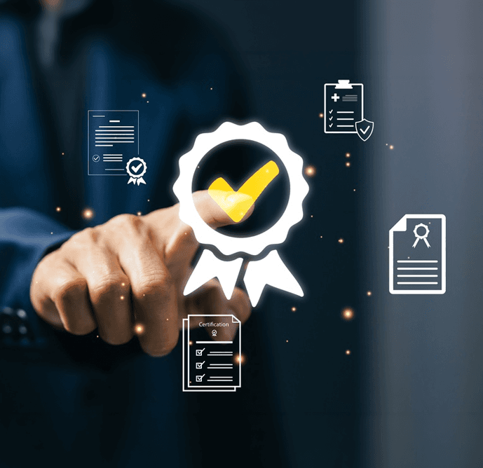 Certification and Audit graphic with digital badge